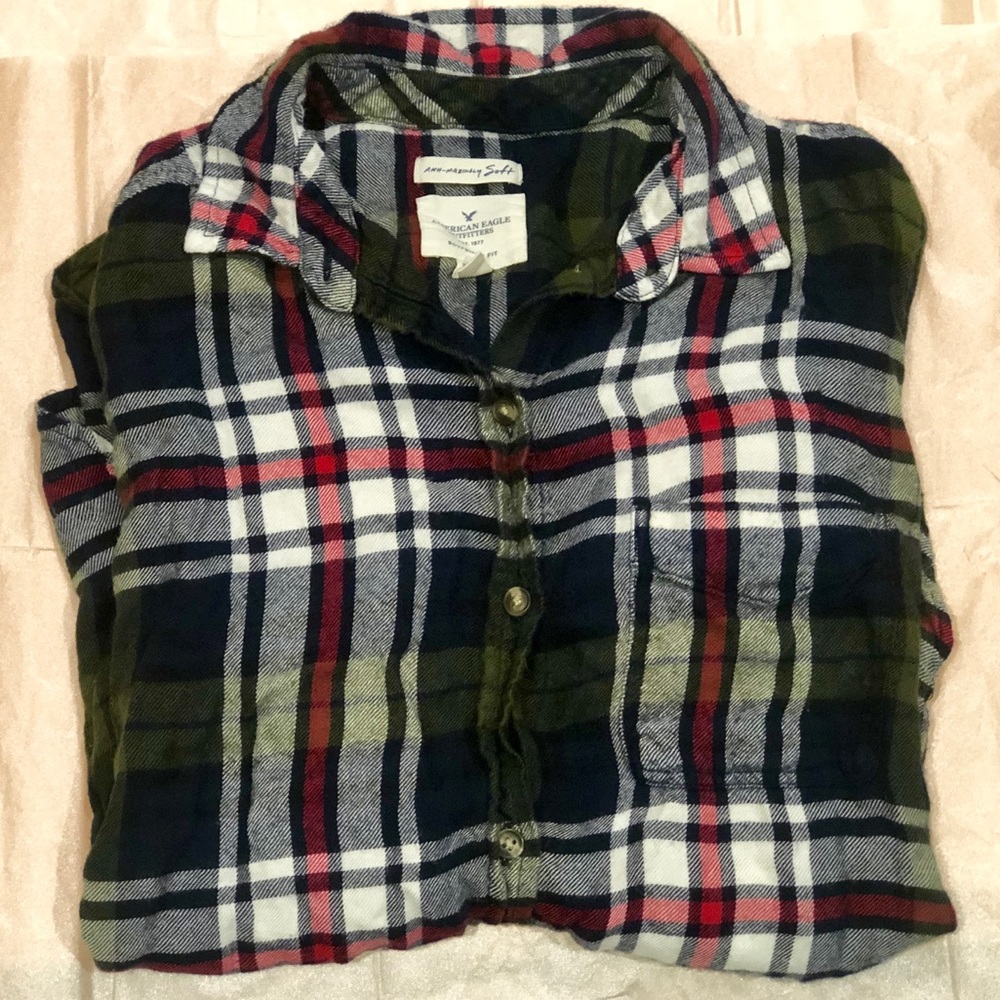 American Eagle Supersoft Plaid Boyfriend Flannel S